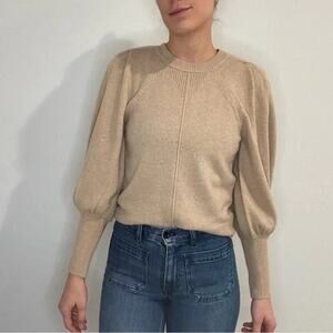 Ba&sh Women’s Beige Wool And Yak Astor Sweater Puff Sleeve Size 0 US 2